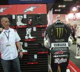 2011 indy dealer expo report, Tim Collins explains the airbag technology inside Ben Spies leathers expected to be available this summer in limited quantities