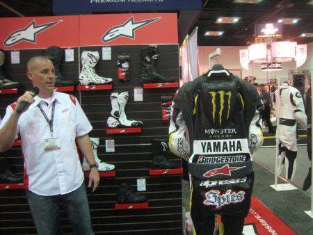 2011 indy dealer expo report, Tim Collins explains the airbag technology inside Ben Spies leathers expected to be available this summer in limited quantities