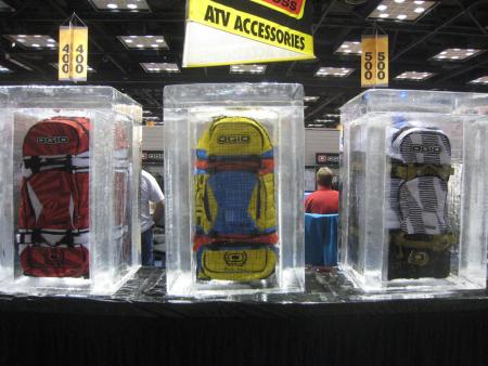 2011 indy dealer expo report, Ogio makes cool bags and luggage made even cooler when encased in blocks of ice