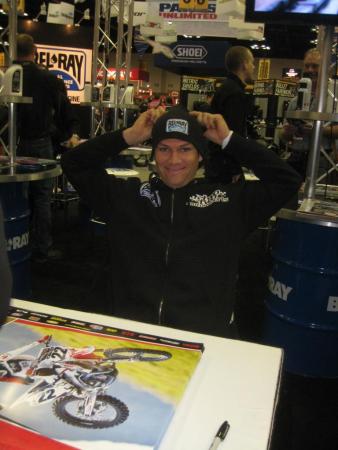 2011 indy dealer expo report, Supercross star Chad Reed smiles for the camera a day before winning his first race of 2011 in San Diego