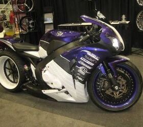 2011 indy dealer expo report, This slammed and stretched Honda CBR1000RR was one of only a few fat tired sportbikes seen at the Indy Show