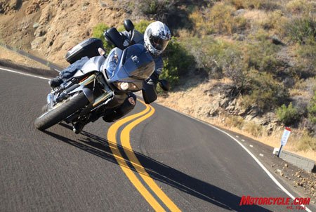 2010 triumph tiger se vs 2008 benelli tre1130k motorcycle com, The Tiger is a tame but agile beast when the lines curve