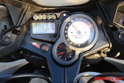2010 triumph tiger se vs 2008 benelli tre1130k motorcycle com, The Benelli s instrument package is a little more robust in terms of amount of data offered in the LCD However neither bike s LCD is what we d call intuitive