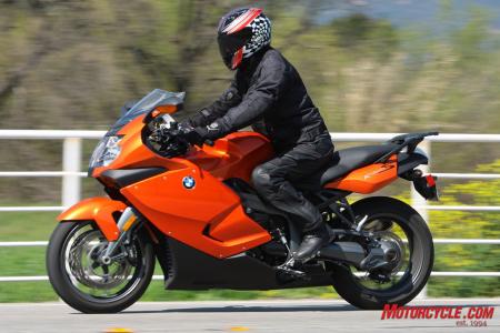 2010 bmw k1300s vs honda vfr1200f shootout motorcycle com, BMW s K1300S has a comfortably sporty riding position