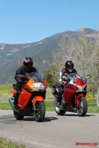 2010 bmw k1300s vs honda vfr1200f shootout motorcycle com, Both bikes have terrific ABS brakes and smallish fuel tanks
