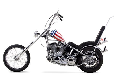 featured motorcycle brands, The Captain America chopper is on display at the Harley Davidson Museum