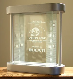 featured motorcycle brands, Ducati received the top rating in the 2009 Prospect Satifsaction Index