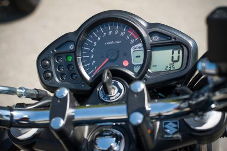 2013 suzuki sfv650 review motorcycle com, The instrument cluster is nothing fancy but it delivers information in an easy to see format including a gear position indicator