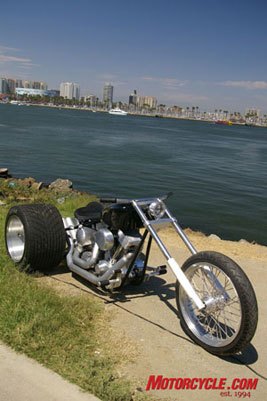 2007 la calendar motorcycle show, If a custom bike and a NHRA drag had a baby would it look like this