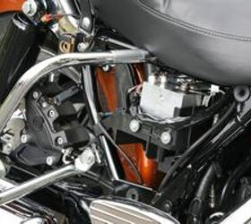 2008 harley davidson cvo models motorcycle com, Here you can see the heart of the new ABS system tucked in descreetly behind a side panel Because of its relatively small size it doesn t have to take up space behind a saddlebag