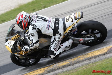 mo goes ama roadracing part 1, Duke gets warmed up at Road America with a spin on the Rossmeyer GEICO Powersports RMR Buell 1125R Daytona SportBike