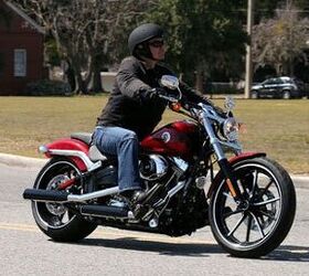 2013 harley davidson fxsb breakout review motorcycle com, Harley s new Softail speaks with a growl and carries a thundering 103 inch stick