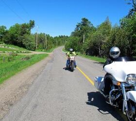 ottawa valley motorcycle adventure video, Christa Neuhauser and Debbie MacDonald enjoying Opeongo Line