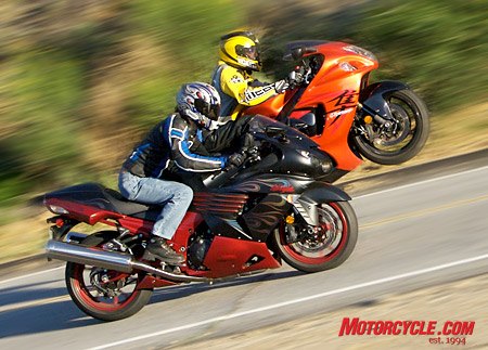 manufacturer 2008 hyperbike shootout hayabusa vs zx14 78157, The mighty Hayabusa feels that its chances at winning may be slipping away and so in a childish fit wheelies ahead of the confident Ninja