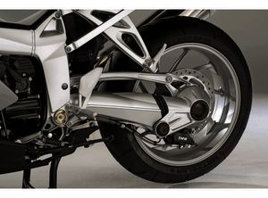 2005 bmw k 1200 s motorcycle com, BMW s designers deserve a pat on the back for some amazing details The whole rear drive swingarm conveys a muscular technical feel