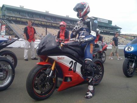featured motorcycle brands, Jason Lauritzen prepares to race the TTXGP at Infineon The team showed up a bit late having put the bike together in haste It finished 6th despite having to pit during the 11 lap race Photo courtesy of Native Cycles