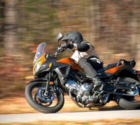 2012 suzuki v strom 650 abs review first ride video motorcycle com, Better suspension settings and improved engine performance help a rider hustle the new V Strom when the going gets fun