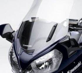 2010 kawasaki concours 14 review motorcycle com, The new windscreen is taller and now wider at the top Higher placement of the mirrors also aids wind protection