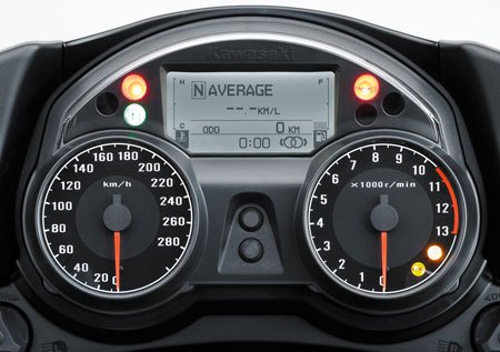 2010 kawasaki concours 14 review motorcycle com, In the updated LCD and dash area we can see indicators for K ACT and KTRC The double circle in the lower right of the LCD is displaying high combined mode of the linked ABS K ACT When in low combined the parenthesis around the circles disappears The lower orange KTRC indicator in the tachometer is illuminated when KTRC is disabled When enabled the light is off and when KTRC is working it flashes