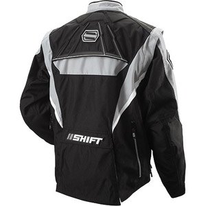 shift xc jacket review, The SHIFT logo on the bottom is the opening to the rear pocket The large vertical zipper to the right is one of two that allow access to the pocket where you can stow the zip off sleeves