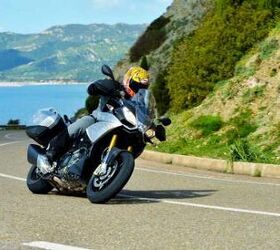 2013 aprilia caponord 1200 review motorcycle com, Aprilia s ADD gave us immediate comfort when flogging the Caponord in the twisties