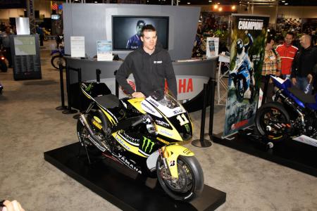 2010 long beach progressive ims report, Ben Spies next to his Tech 3 Yamaha MotoGP bike