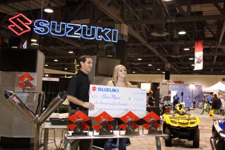 2010 long beach progressive ims report, Supersport racer Elena Myers at age 16 on May 15 at Infineon Raceway became the first woman to win an AMA Pro roadrace Here she receives 1000 toward next year s effort from Suzuki s Steve Bortolamedi