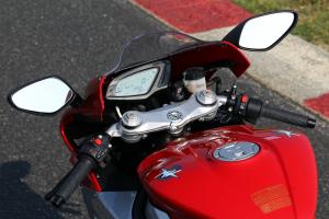 2013 mv agusta f3 675 review video motorcycle com, The F3 s electronic instruments keep tabs on the various MVICS systems Mirrors are placed too close together for a clear rearward view