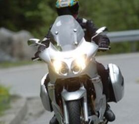 moto guzzi norge 1200 first ride report motorcycle com, Does Moto Guzzi s latest entry into the sport touring segment strike a familiar pose Yossef said that the headlights are similar to Yamaha s FJR