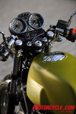 2009 moto guzzi v7 cafe classic review motorcycle com, The instrument cluster is simple and functional