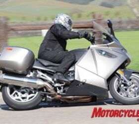 2009 bmw k1300gt review motorcycle com, The sport touring K bike initiates turns well thanks to leverage offered by high and wide bars The combination of an excellent chassis and electronically adjustable suspension ESA II round out the handling package quite nicely
