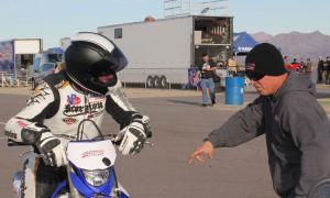 roadrace factory school and race team video, Actor and motorcycle enthusiast Dean McDermott gets a few pointers from Walker