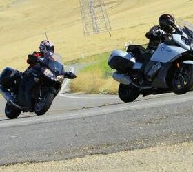 2012 bmw k1600gt vs 2011 kawasaki concours 14 abs video motorcycle com, In the larger than life sport touring arena it doesn t get any bigger than the BMW K1600GT and Kawasaki Concours 14