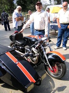 2004 griffith park sidecar rally, R Krieger s XR750 Roadracer with matching black and orange Bingham MK II sidecar may be for sale or as its owner builder said We can always build more