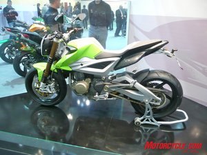 milan show wrap up, Benelli s industrial design looking Due powered by a 750cc parallel Twin engine is set to enter production Might be good competition with Aprilia s Shiver doncha think