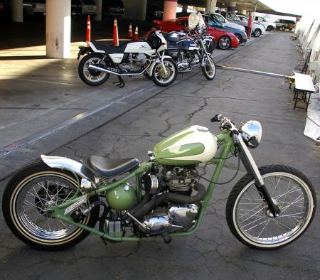 bud ekins frenzy at petersen museum auction, Not up on the auction block was this very tasteful 1965 Triumph chopper owned by Bonhams Nick Smith If you want it give Nick a call at 323 436 5470
