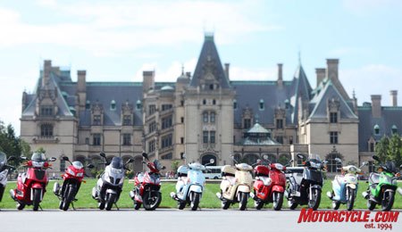 2010 kymco scooter lineup intro motorcycle com, The Biltmore Estate and the surrounding highways of Asheville NC made for a beautiful backdrop to Kymco s 2010 model introduction