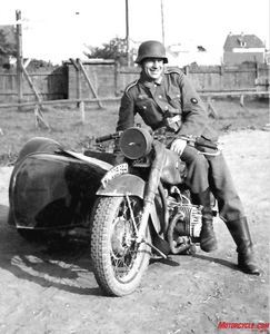 bikes of the blitzkrieg, Sidecar Soldier This army private may be smiling but the BMW R61 he s been riding was not designed for off road use It would not fare well when the Russian rains turned roads into quagmires