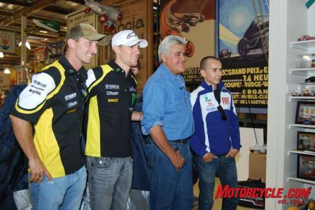 leno named grand marshal for indy gp, Jay Leno hosted Yamaha riders Colin Edwards Ben Spies and Jorge Lorenzo to his famous garage