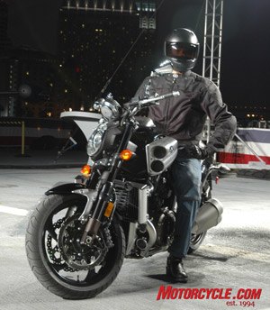 2009 star v max launch motorcycle com, Star Motorcycles unveiled the long awaited 2009 Yamaha V Max on the flight deck of the USS Midway last night The man in black is Yamaha test rider Mike Ulrich who s one of the few people to have ridden it so far It s no R1 he admitted to us but it corners a lot better than the old one