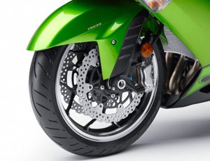 2012 kawasaki ninja zx 14r preview motorcycle com, New 10 spoke wheels are a total of 3 3 pounds lighter than last year s wheels New brake discs are said to improve feel at the brake lever