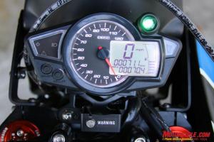 2010 zero ds review motorcycle com, Instrument panel indicates up to 120 mph A bit high and redundant considering the digital speedo Warning light flashes red and means the bike won t go if the kickstand is down or the bike s plugged into the charger and powered up