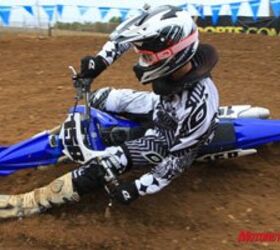 2010 yamaha yz450f review motorcycle com, Steering quicker than the 2009 YZ it took Joey a few laps to adjust to the all new design
