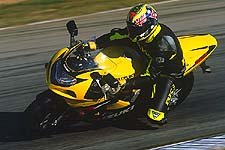 2001 suzuki gsx r600 motorcycle com, Assuming the rider was in the meat of the powerband rolling the throttle open while exiting corners would get the rear Dunlop drifting out of some sections