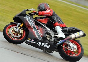 ama sportbike 2009 road america results, Factory Aprilia rider Ben Thompson raced in a specially designed RSV1000 promoting the new Transformers movie