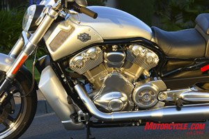 2009 harley davidson vrscf v rod muscle review motorcycle com, The 60 degree liquid cooled Revolution 1250cc looks like a solid piece of billet appearing jewel like in the newest V Rod