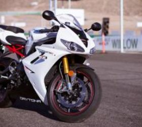 2013 kawasaki zx 6r vs 2012 suzuki gsx r750 vs 2012 triumph daytona 675r video , As good as the 2012 Triumph Daytona 675R is it s now replaced by an all new 2013 model Opt for the standard version with KYB suspension Nissin brakes and sans quickshifter and you ll have a versatile bike for less cash than the Kawasaki