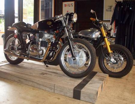 inside deus ex machina, Pictured here are two creations designed and built by DEM s in house bike builder Michael Woolaway Woolie as he s called had been building bikes in his L A shop for high end Hollywood clients prior to joining the DEM team and now he has moved his shop adjacent to the Deus building