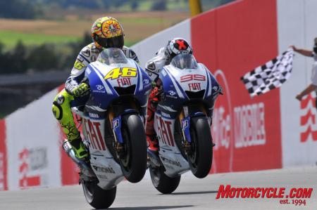 motogp 2009 sachsenring results, Valentino Rossi out raced Fiat Yamaha teammate Jorge Lorenzo by a mere 0 099 seconds
