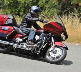2011 harley davidson cvo road glide ultra review motorcycle com, The Road Glide Ultra has a vast array of accoutrements to make its riders as comfy and entertained as possible Heated seats and grips dual backrests cruise control audio system and ABS only touch on a few of its features